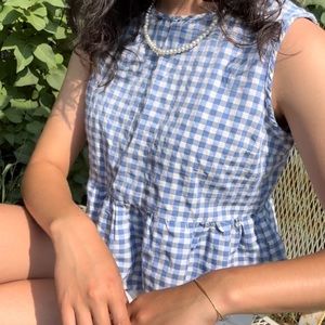 SHEIN gingham blue fit and flare tank top classy cottagecore style